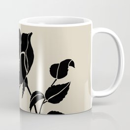 Minimalistic Black Ink Drawing Rose Flower on a Beige background Coffee Mug