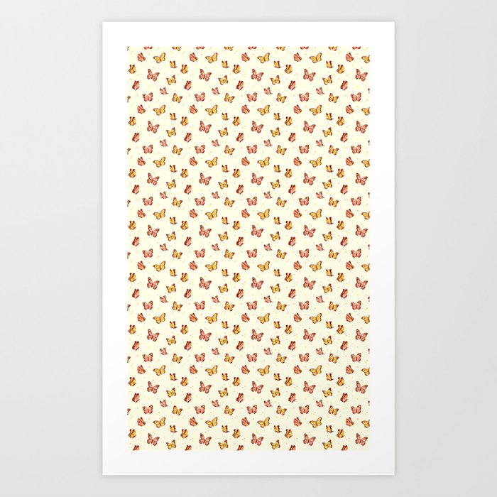 Romantic Butterly Pattern Art Print