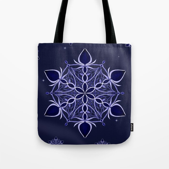Silver and Sapphires Tote Bag | Drawing, Digital, Pattern, Abstract, Clouds, Pastel, Stephobrien, Stephanie-obrien, Symmetrical, Symmetrical-pattern