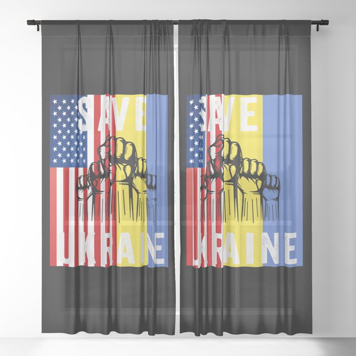 Save Ukraine Stop War Sheer Curtain