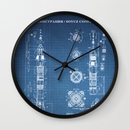 Soyuz Blueprint in High Resolution (light blue) Wall Clock