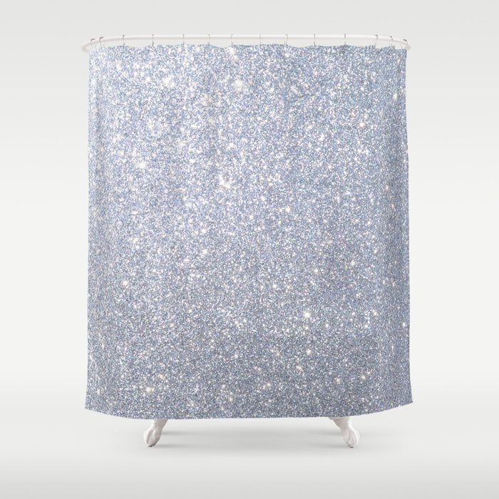 Silver Metallic Sparkly Glitter Shower Curtain By