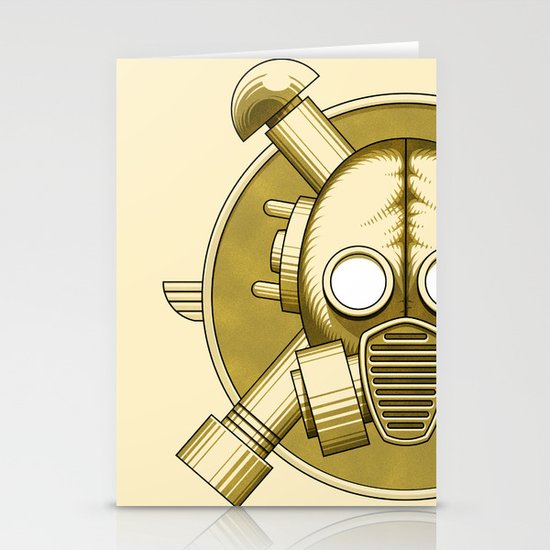 Art Deco Gasmask Crossbones Stationery Cards