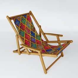 Moroccan tile red blue green iridescent pattern Sling Chair