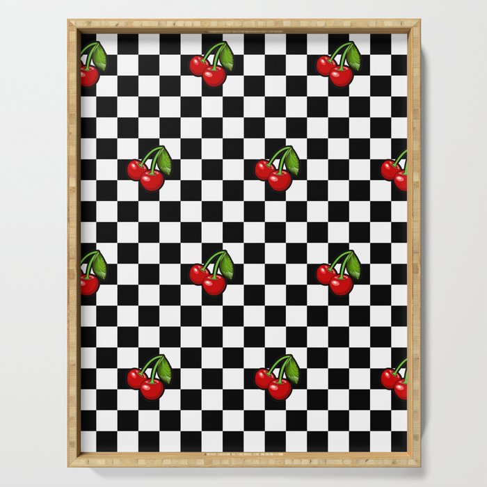 Checkered Cherries Serving Tray