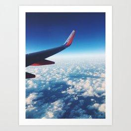 Travel The World Art Print | Plane, Sky, Travel, Digital, Color, Photo, Clouds, Blue, Southwest, Aircraft 
