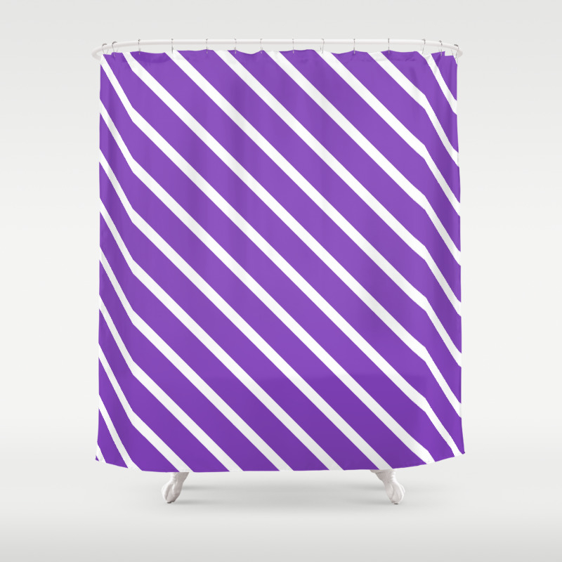 Lavender Purple Diagonal Stripes Shower Curtain By