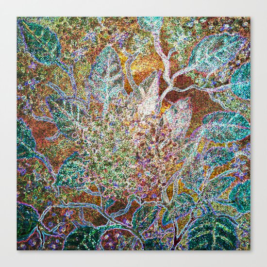 Green Gold Floral Canvas Print