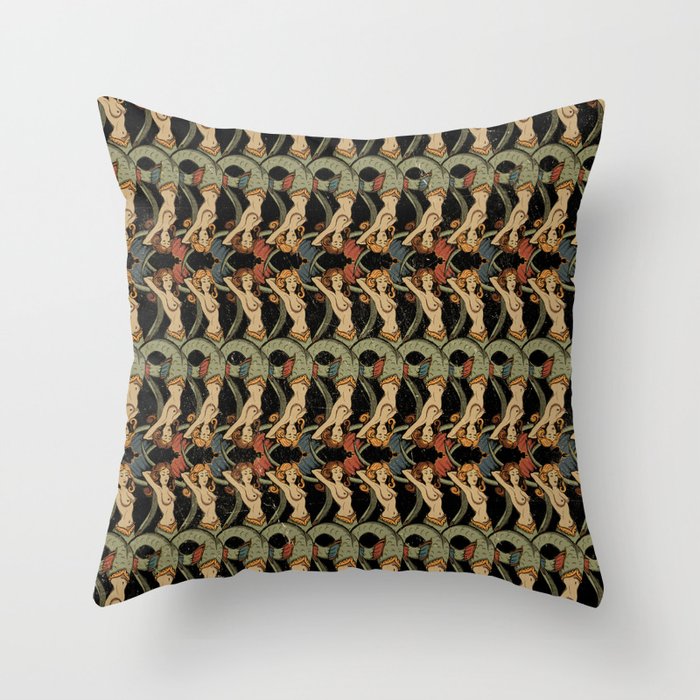 Twisted Mermaids Pattern Throw Pillow