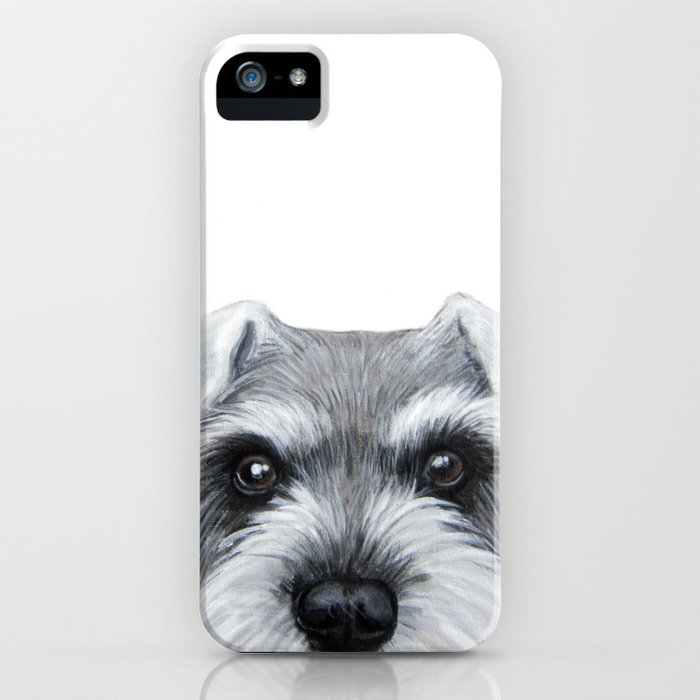 schnauzer grey&white, dog illustration original painting print iphone case