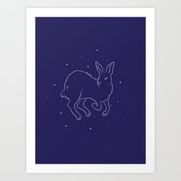 Arctic hare in a winter starry night Art Print