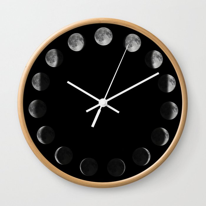 Phases of the Moon. Moon lunar cycle. Wall Clock
