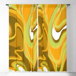 Liquify in Vintage 70s Colors // Brown, Avocado Green, Harvest Gold, Orange, White Blackout Curtain