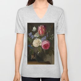 Roses and a Tulip in a Glass Vase, 1650-1660 by Jan Philips van Thielen V Neck T Shirt