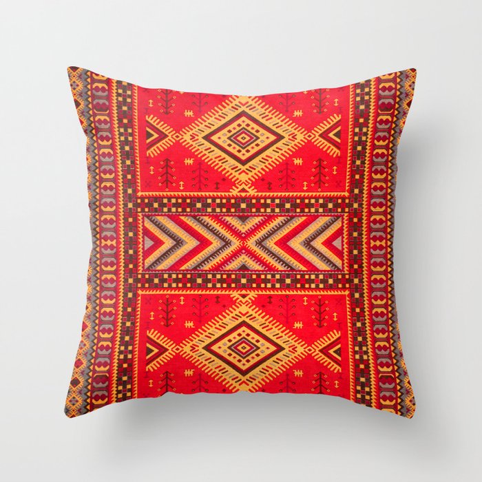 Moroccan Mosaic: Orange Elegance in Traditional Berber Style Throw Pillow