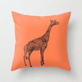 Designer Giraffe Coral Throw Pillow