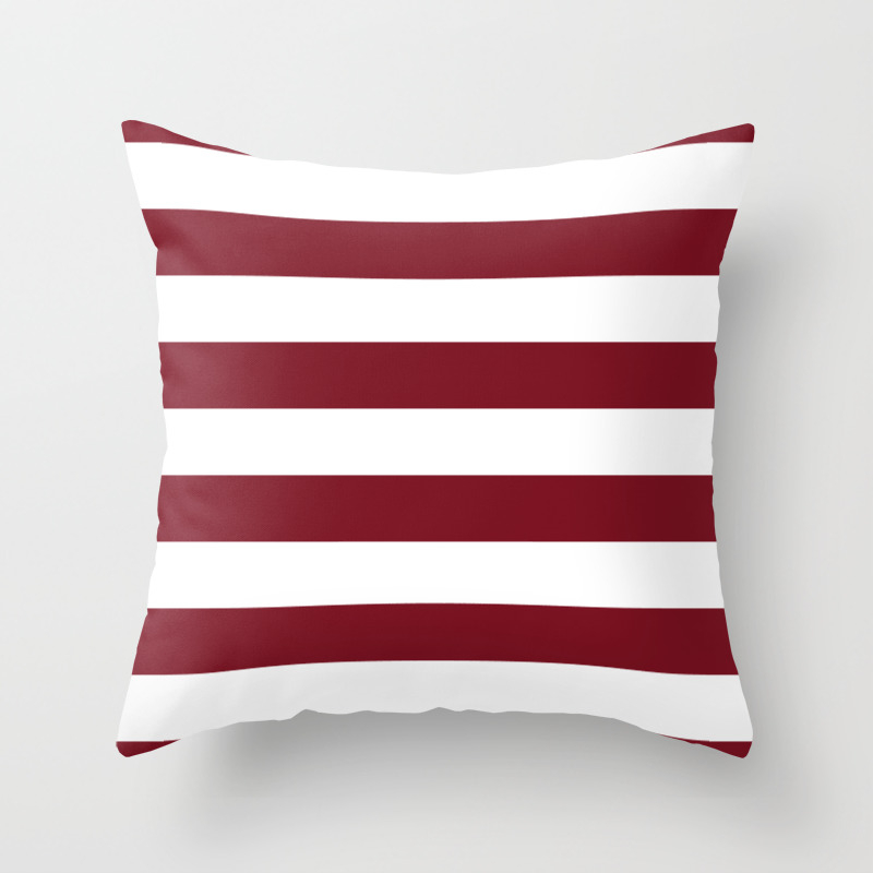Deep Red Pear And White Wide Horizontal Cabana Tent Stripe Throw