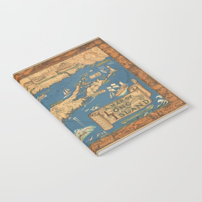 Long Island map.-Vintage Pictorial Map Notebook