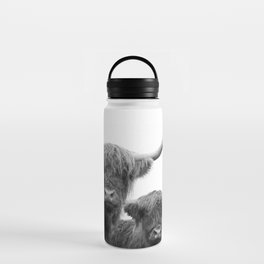 Highland Cows Black & White #1 #wall #art #society6 Water Bottle