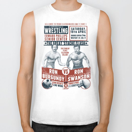 the Great 'Stache Clash (brick & blue variant) Biker Tank