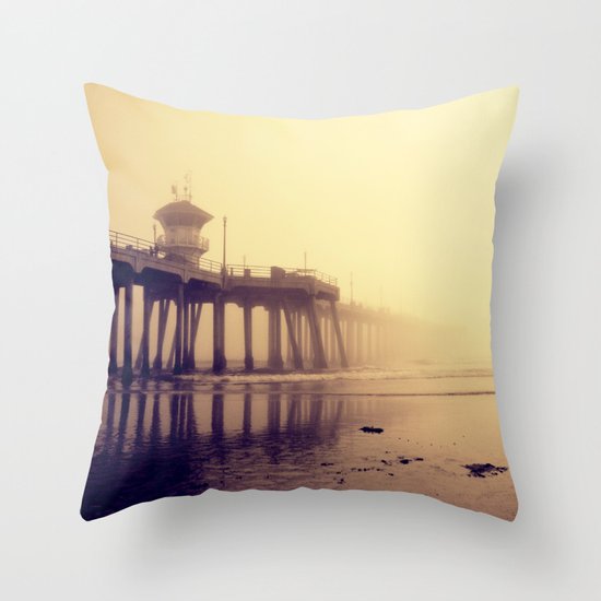 Huntington Beach Pier Throw Pillow