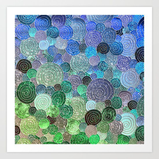 Abstract Blue Amp Green Glamour Glitter Circles And Polka