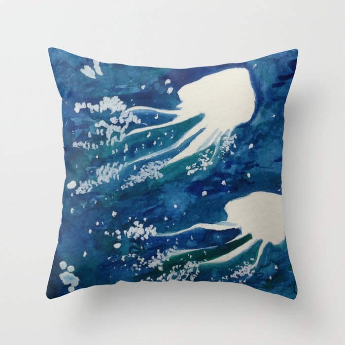 Watercolor Jellyfishes Throw Pillow