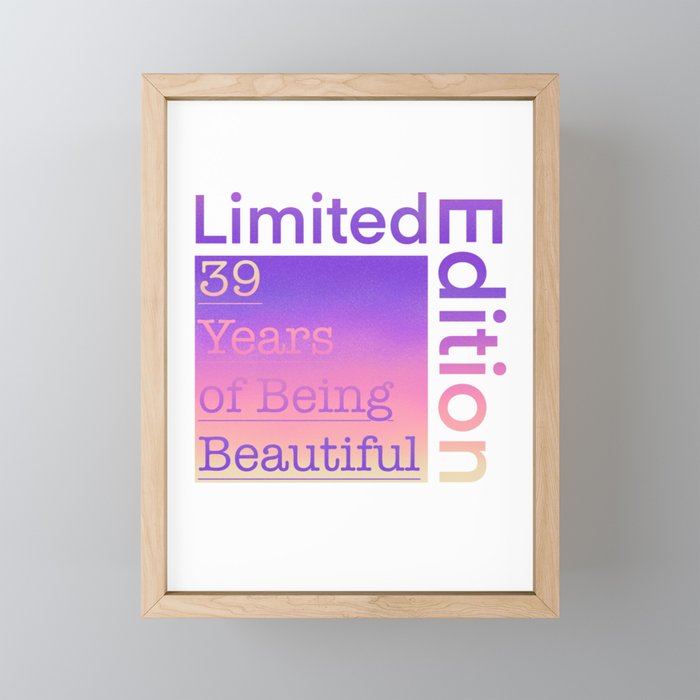 39 Year Old Gift Gradient Limited Edition 39th Retro Birthday Framed Mini Art Print