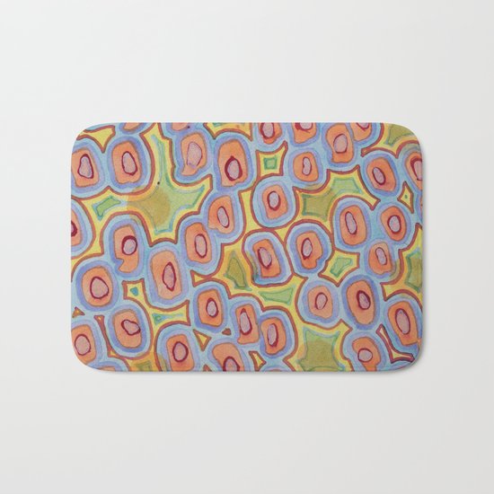 Pastel Colored Circles Pattern Bath Mat