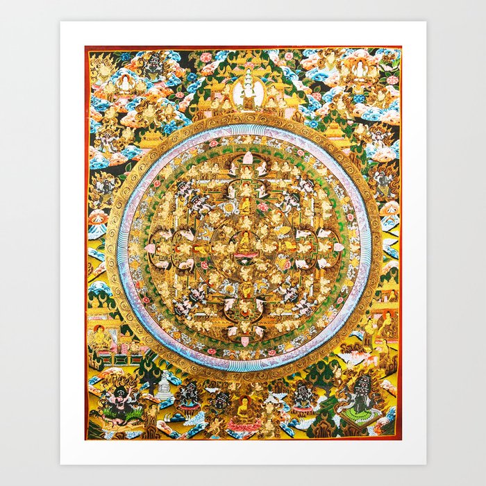 Buddhist Mandala Buddha Teachings Thangka Art Print