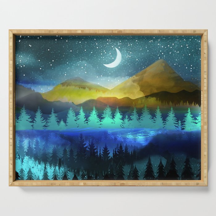 Silent Forest Night Serving Tray