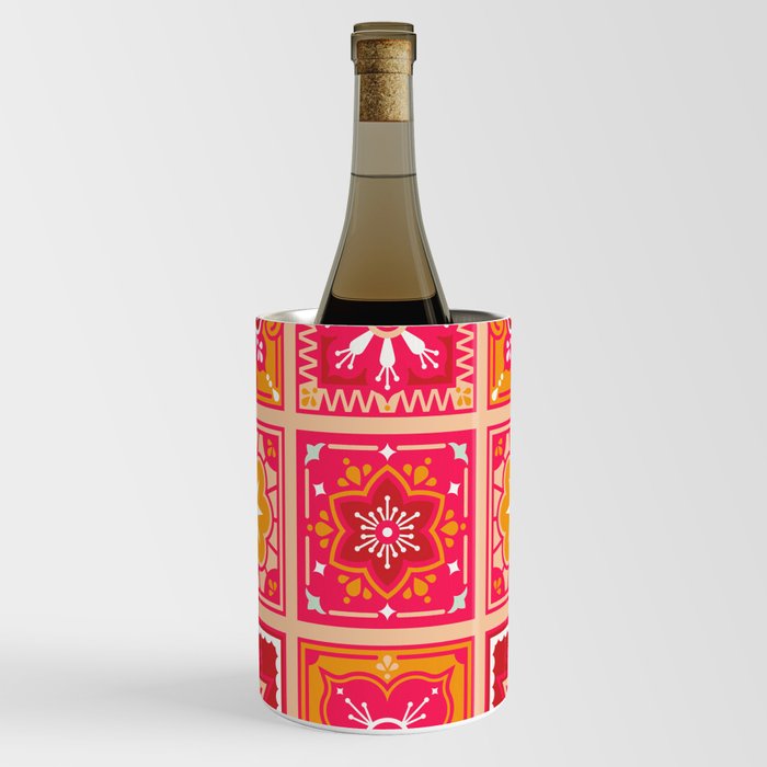 Talavera Mexican Tile – Hot Pink & Orange Palette Wine Chiller