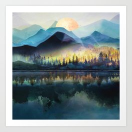 Mountain Lake Under Sunrise Art Print