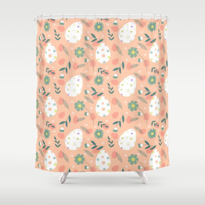 Happy Orange Easter Egg Collection Shower Curtain