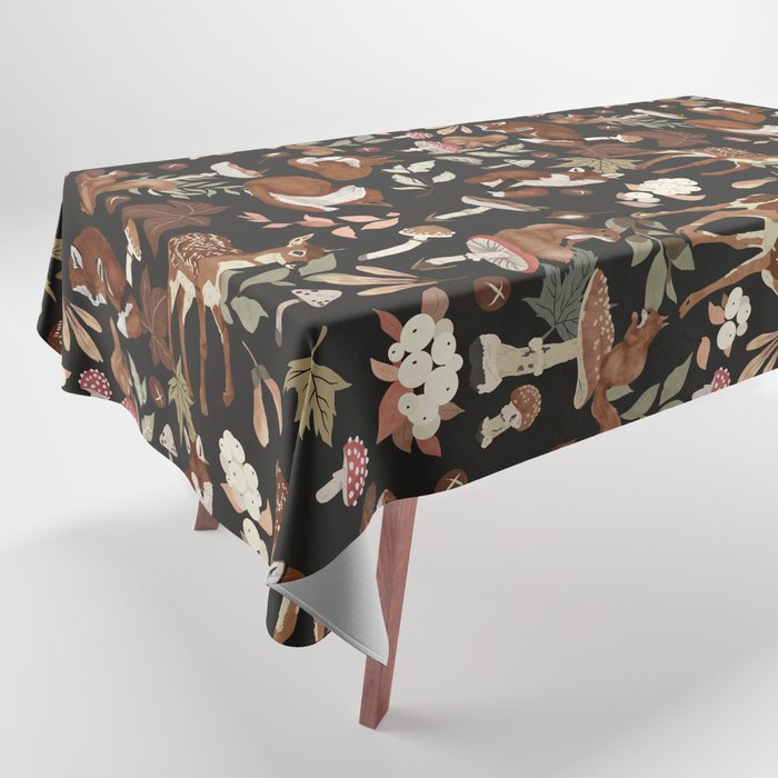 Animals wild nature winter dark Tablecloth