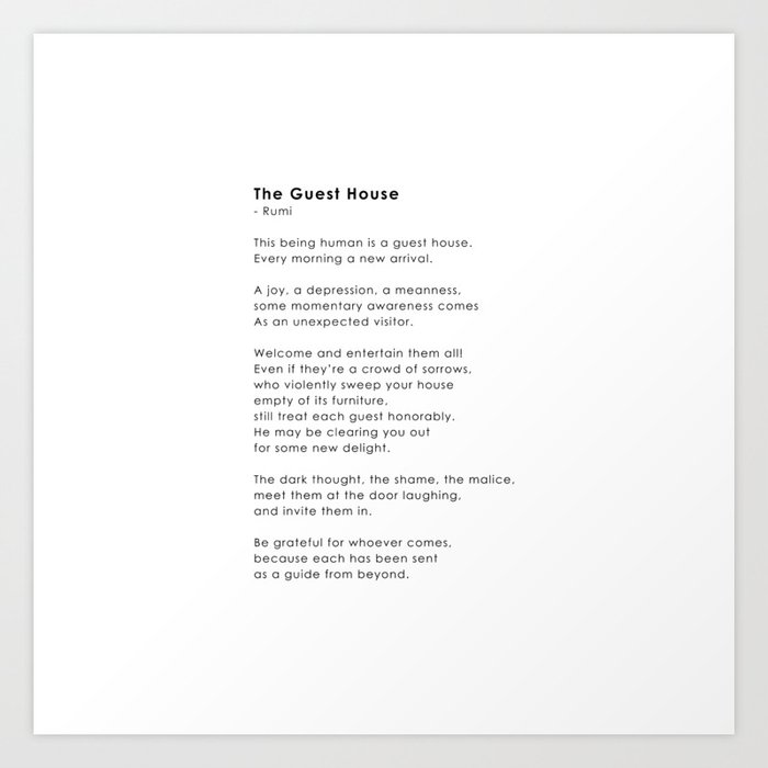 Rumi poem Guest House Art Print by socoart | Society6 for Free Printable The Guest House Rumi Pdf