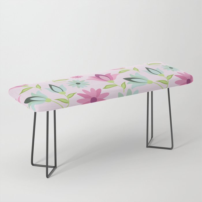 Cute flower elements semless pattern on Lavender Blush Background Bench