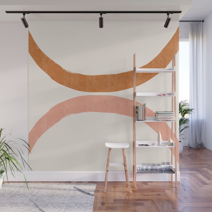 Terracotta Mid Century Abstract Rainbow Arches Wall Mural