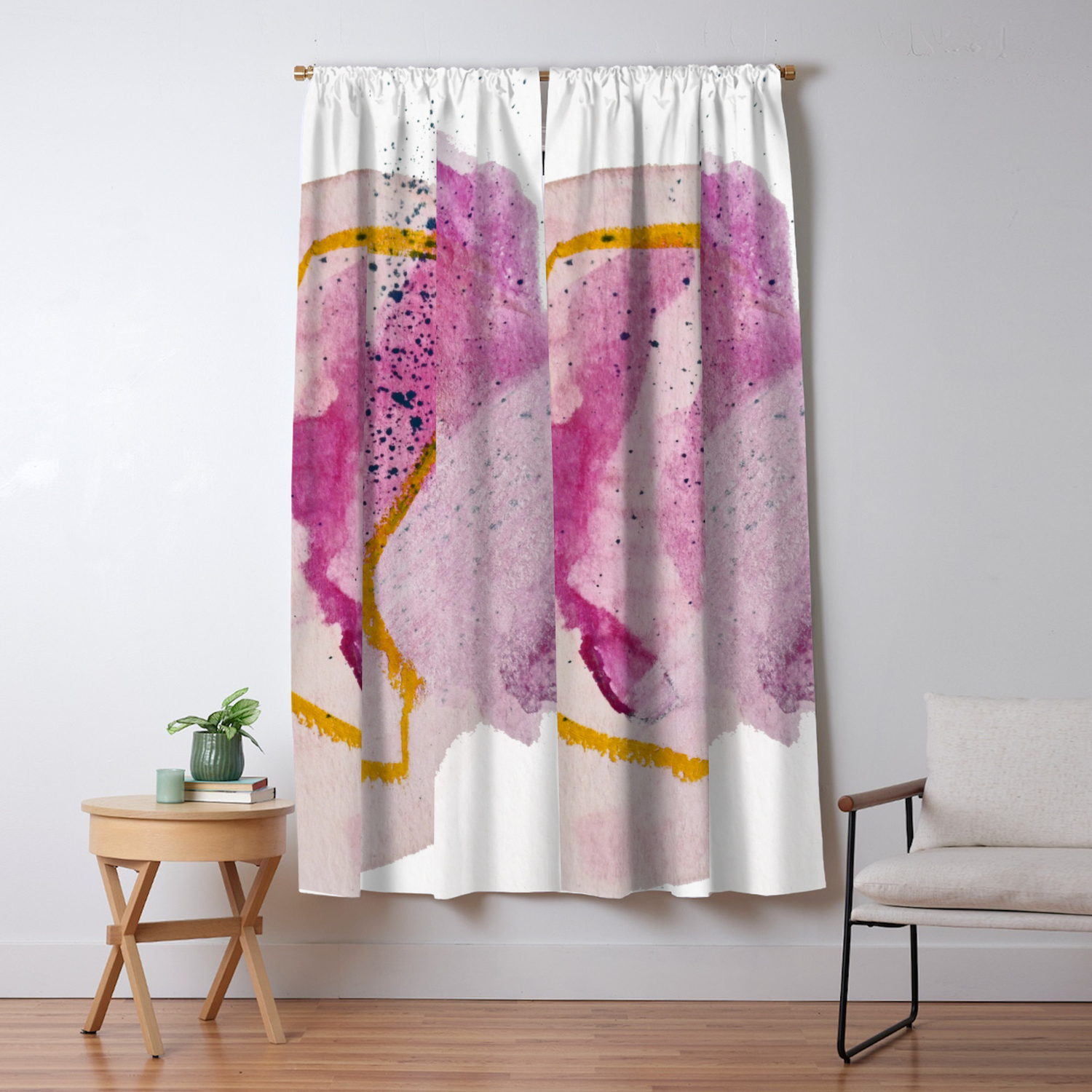 Awakening A Minimal Abstract Mixed Media Piece In Pinks Yellow And Blue By Alyssa Hamilton Art Blackout Curtain By Blushingbrushstudio Society6