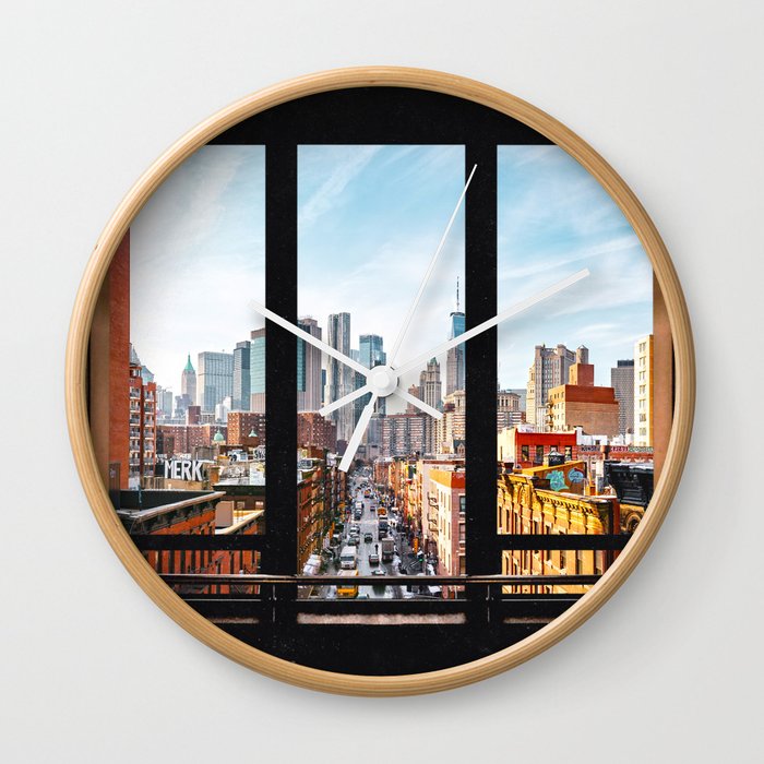 New York City Window Panoramic Wall Clock