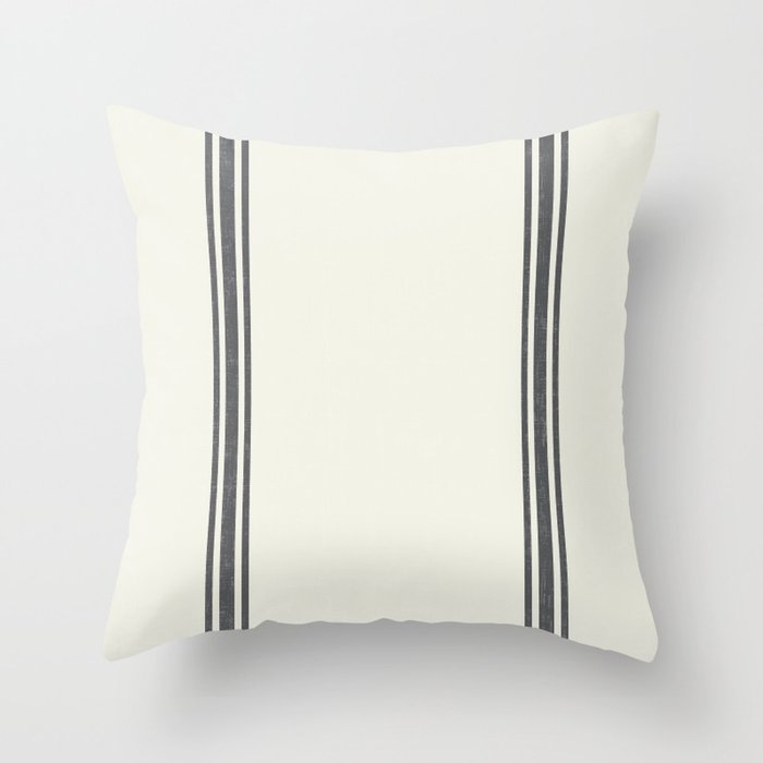 Vintage Country French Grainsack Grey Gray Stripes Cream