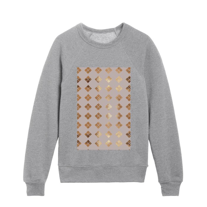 Stylish Mauve Pink Gold Geometric Argyle Diamonds Kids Crewneck