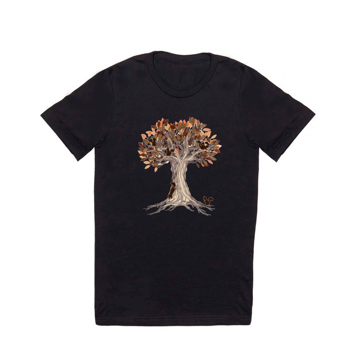 Little Visitors - Autumn tree illustration with squirrels T Shirt