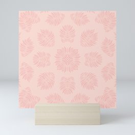 Palm Leaves Kaleidoscope on Pink Mini Art Print