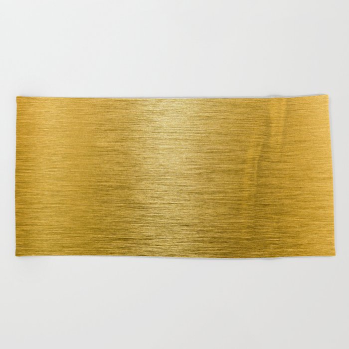 Gold Brushed Metal Texture Beach Towel