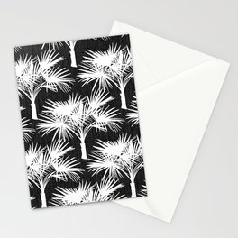 Retro 70’s Palm Trees White on Charcoal Stationery Card
