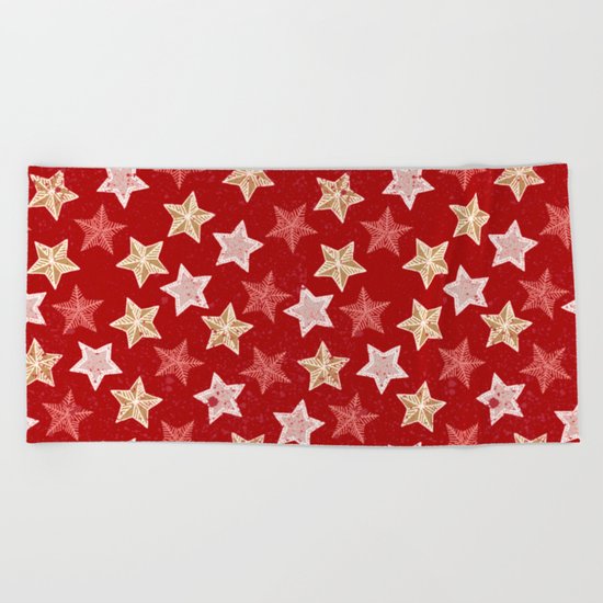 Festive Stars Beach Towel