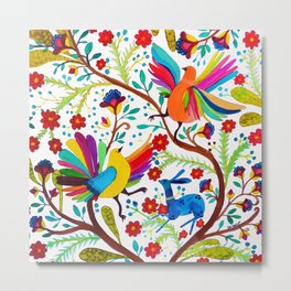 amate 1 Metal Print | Rainbow, Painting, Typography, Watercolor, Tapestry, Otomi, Embroiedery, Bird, Bohemian, Colorful 