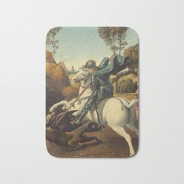 Saint George and the Dragon Bath Mat | Saintgeorge, Horse, Painting, Raphael, Saint, Fineart, Portrait, Chivalry, Dragon, Landscape 