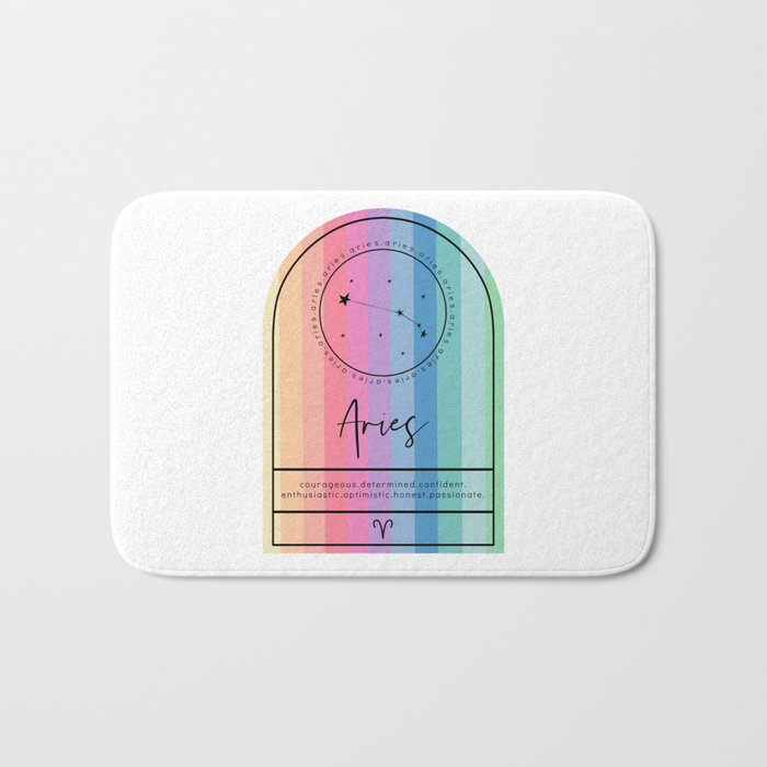 Aries Zodiac | Rainbow Stripe Bath Mat